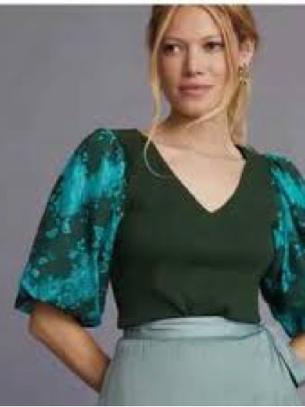 Anthropologie Dolan Left Coast Green Puff Sleeve Lace Top Boho Cottagecore XS